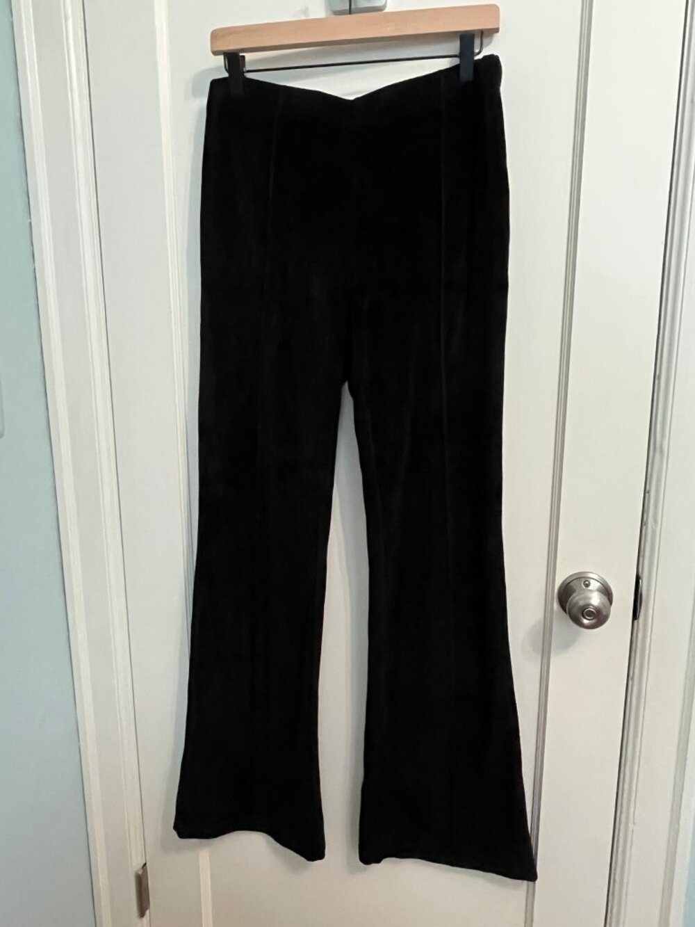 RE/DONE Hanes Velour Loose Flare Pant Black Size M NWT High Rise Stretch $265